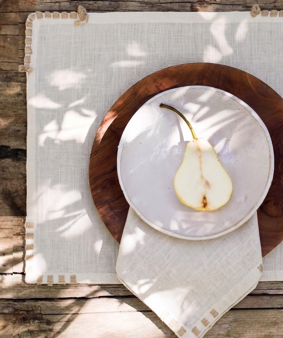 Set Ayla Natural - Serve dois lugares na mesa (4 peças)