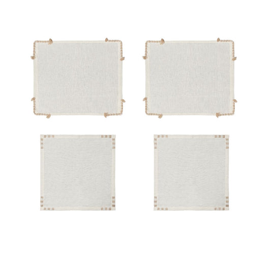 Set Ayla Natural - Serve dois lugares na mesa (4 peças)