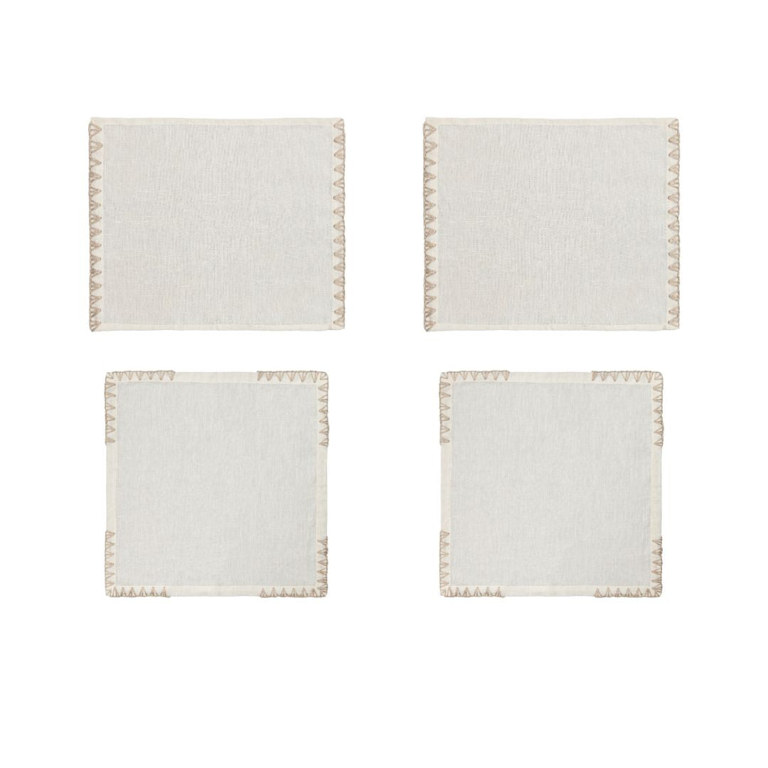 Set Lotus Areia - Serve dois lugares na mesa (4 peças)