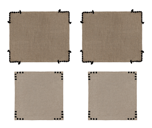 Set Ayla Palha - Serve dois lugares na mesa (4 peças)